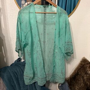 Green Sheer Kimono Robe Intimates & Sleepwear